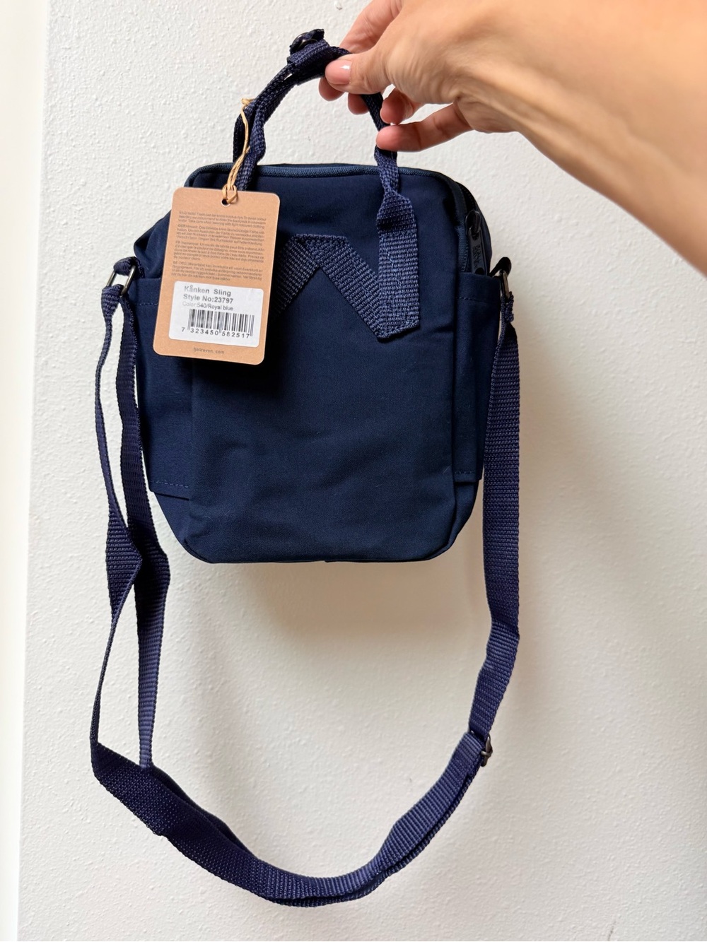 Fjallraven Kanken Mini Crossbody Bag in Dark Blue with Red Logo - Picture 2 of 5